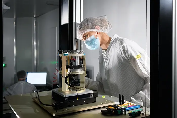 Simera Sense cleanroom testing closeup
